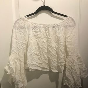 NYT Off the Shoulder Crinkled Victorian Crop